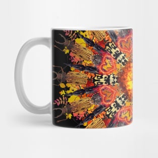 orange flame bugs mandala Mug